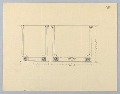 Dibujo, diseño para mesa rectangular pequeña con motivos de roseta de Unbekannt