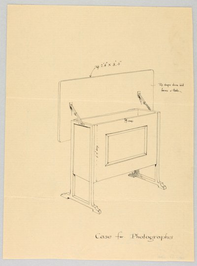 Dibujo, Diseño para una Caja con Tapa Inclinada para Fotografías de Unbekannt