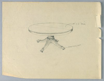 Dibujo, Diseño para una Mesa Redonda con Pies de Garra de Animal de Unbekannt