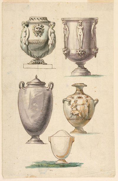 Dibujo, Diseños para urnas en estilo antiguo, finales del siglo XVIII de Unbekannt