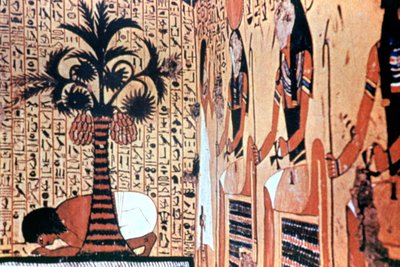 Bebiendo del río, pintura mural del templo, Tebas, Egipto de Unbekannt