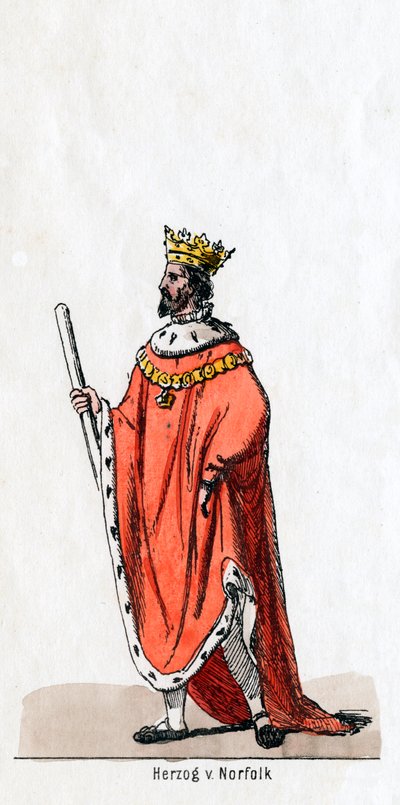 Duque de Norfolk, diseño de vestuario para la obra de Shakespeare, Enrique VIII, siglo XIX de Unbekannt