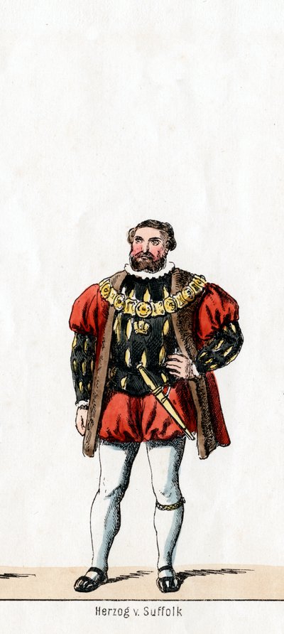 Duque de Suffolk, diseño de vestuario para la obra de Shakespeare, Enrique VIII, siglo XIX de Unbekannt