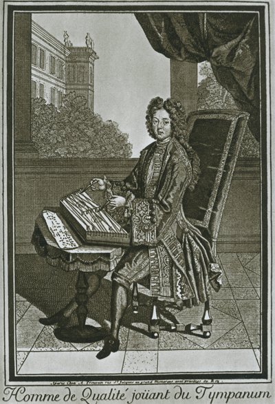 Tímpano de dulcimer, grabado francés del siglo XVII, 1948 de Unbekannt