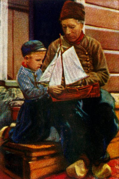 Padre e hijo holandeses con vestimenta tradicional, c. 1928 de Unbekannt