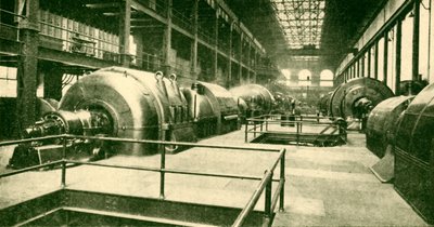 Dínamos en la Gran Estación Generadora Subterránea en Lots Road, Chelsea, 1930 de Unbekannt