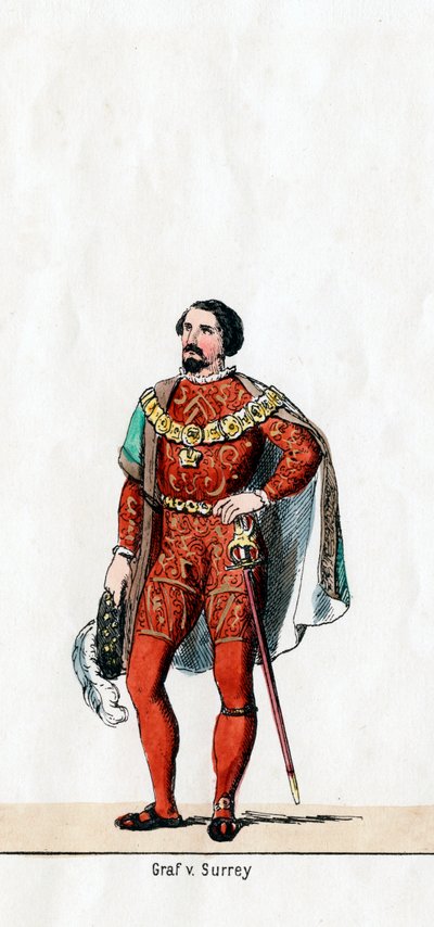 Conde de Surrey, diseño de vestuario para la obra de Shakespeare, Enrique VIII, siglo XIX de Unbekannt