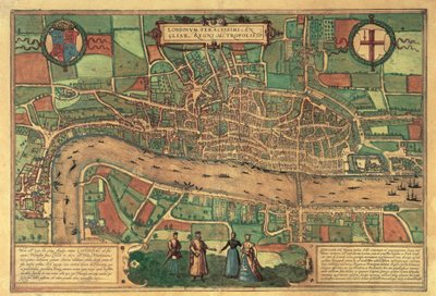 El mapa impreso más antiguo de Londres, 1574 de Unbekannt