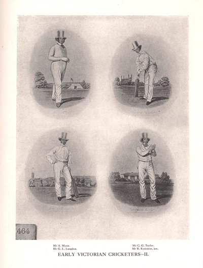 Jugadores de críquet victorianos tempranos, siglo XIX, 1912 de Unbekannt