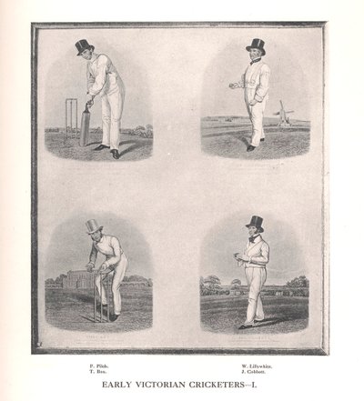 Jugadores de críquet de la época victoriana temprana, siglo XIX, 1912 de Unbekannt