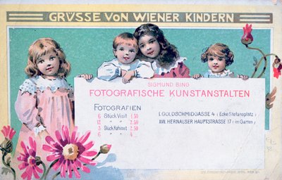 Tarjeta publicitaria de primeros fotógrafos vieneses de Unbekannt