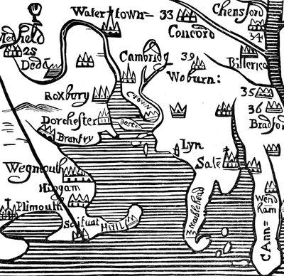 Mapa temprano de la Bahía de Massachusetts, EE.UU. de Unbekannt