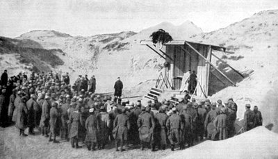 Misa de Pascua en las dunas en las playas de Bélgica junto al Mar del Norte, Primera Guerra Mundial, 1915 de Unbekannt