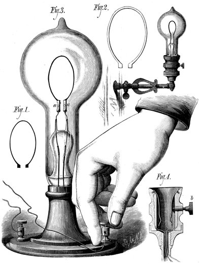 Lámpara de filamento de carbono de Edison, 1880 de Unbekannt