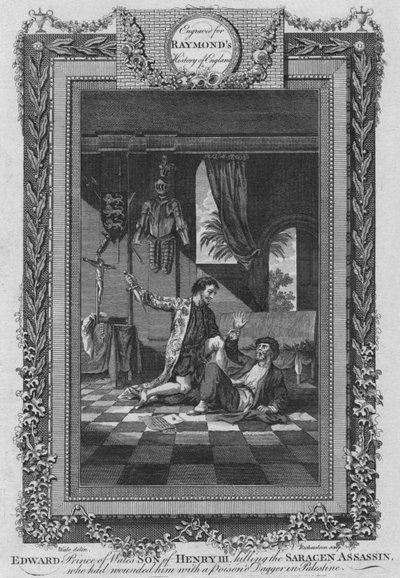 Eduardo, Príncipe de Gales, hijo de Enrique III, matando al asesino sarraceno, c1787 de Unbekannt