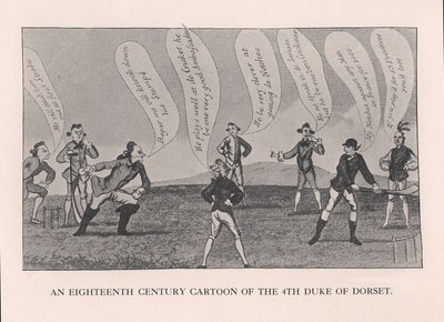 Edward Sackville 1591-1652, 4º Duque de Dorset, jugando al cricket, siglo XVIII de Unbekannt