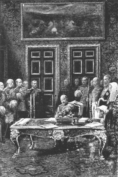 Eduardo VII realizando su primer acto de estado...24 de enero de 1901 de Unbekannt