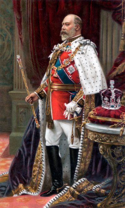 Eduardo VII con ropas de coronación completas, 1902 de Unbekannt