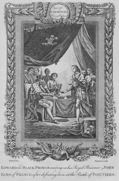 Eduardo el Príncipe Negro atendiendo a su prisionero real Juan, Rey de Francia de Unbekannt