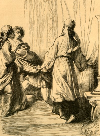 Edwy arrastrado por Dunstan de la presencia de Elgiva, c1890 de Unbekannt
