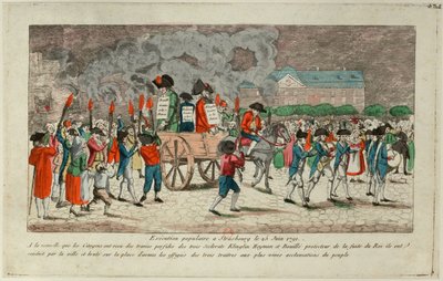 Quema de Efigies de Klinglin, Heymann y Bouille el 25 de junio de 1791 en Estrasburgo, 1791 de Unbekannt
