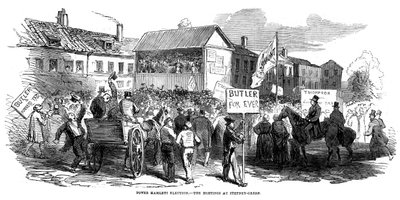 Campaña electoral en Stepney Green durante la elección de Tower Hamlets, Londres, 1852 de Unbekannt