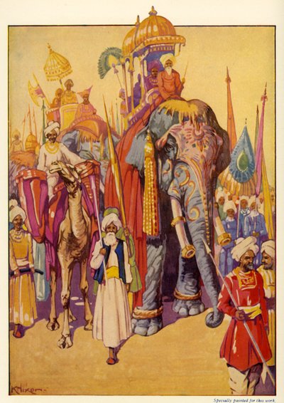 Elefantes en procesión, c. 1948 de Unbekannt