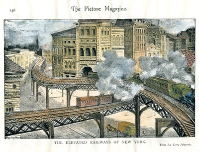 Ferrocarril elevado en Nueva York, de The Picture Magazine, siglo XIX de Unbekannt