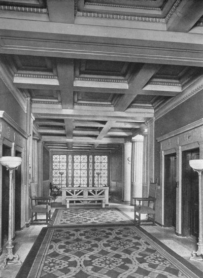 Vestíbulo del ascensor, primer piso, el edificio de los clubes de fraternidad, Nueva York, 1924 de Unbekannt