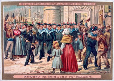 Embarque de los marines en Brest para Madagascar, 1883 de Unbekannt