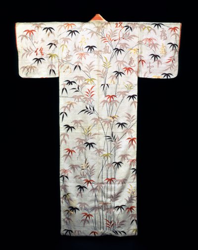 Kimono de satén blanco bordado para damas, japonés, período Edo, 1600-1867 de Unbekannt