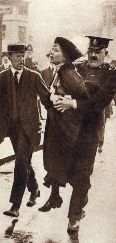 Emmeline Pankhurst arrestada por el Superintendente Rolfe fuera del Palacio de Buckingham, Londres, mayo de 1914 de Unbekannt