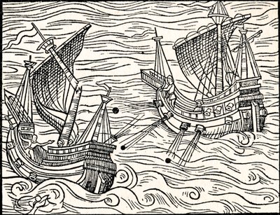 Enfrentamiento Entre Dos Barcos Mercantes Frente a la Costa de Islandia de Unbekannt