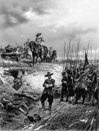 Guerras Civiles Inglesas: Oliver Cromwell 1599-1658 en la Batalla de Marston Moor, 2 de julio de 1644 de Unbekannt