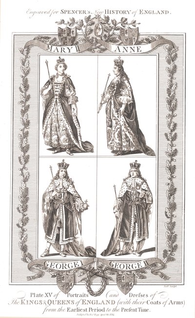 Reyes y Reinas de Inglaterra con escudos de armas, 1780-1800 de Unbekannt