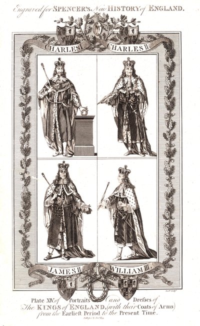 Reyes ingleses con escudos de armas, siglo XVIII de Unbekannt