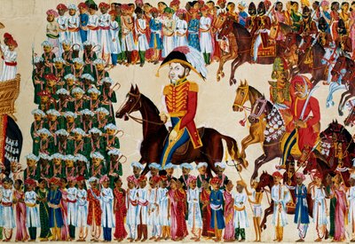 Grande inglés de la Compañía de las Indias Orientales en una procesión india de Unbekannt