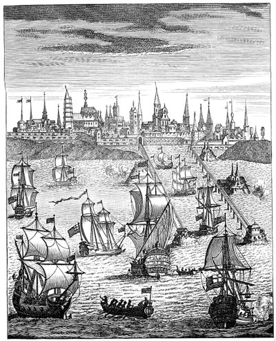 Escuadrón inglés transportando tropas para tomar posesión de Dunkerque, 1708, 1894 de Unbekannt