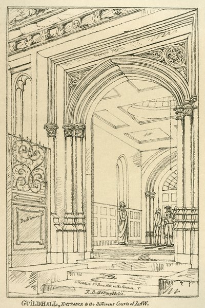 Entrada a los diferentes tribunales de justicia, Guildhall, Londres, junio 1815 de Unbekannt