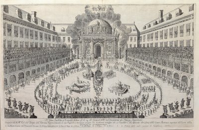 Ballet ecuestre en el patio del Hofburg de Viena, 1667 de Unbekannt