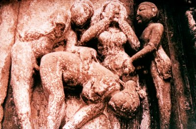 Escultura erótica, Templo hindú, Khajuraho, India, 950 - 1050 de Unbekannt