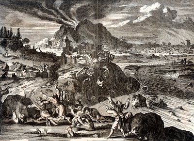 Erupción de Shirane-san y terremoto en Edo Tokio, Japón, 1650 de Unbekannt