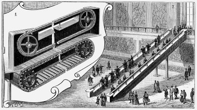 Escalera mecánica en la estación Cortland Street de la Compañía de Ferrocarriles de Pensilvania, Nueva York, 1893 de Unbekannt