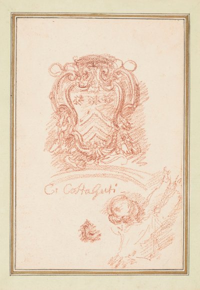 Escudo y parte de una figura de Unbekannt