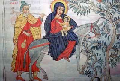 Ilustración etíope de la huida a Egipto, 1664 de Unbekannt