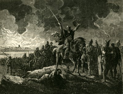 Eudes, Duque de Aquitania, huyendo de Burdeos, incendiado por los sarracenos, 732DC, 1890 de Unbekannt