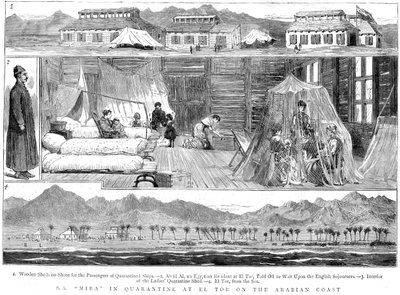 Europeos en un campamento de cuarentena de viruela en El Tor, África del Norte, 1884 de Unbekannt