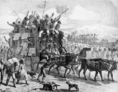Ex-esclavos desfilando con manifiestos de liberación, Guerra Civil Americana, 1861-1865, 1951 de Unbekannt