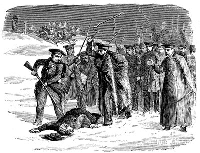Prisionero ruso exiliado siendo disciplinado, 1874 de Unbekannt