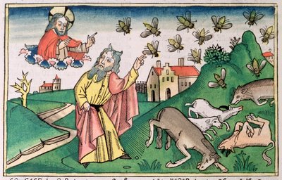 Éxodo 8:20-32: Moisés y la plaga de moscas, una de las Siete Plagas de Egipto de Unbekannt
